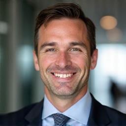 Portrait de Marc, responsable logistique, professionnellement vêtu.