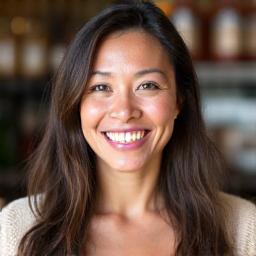 Portrait de Marie, experte en sélection de produits, souriante.