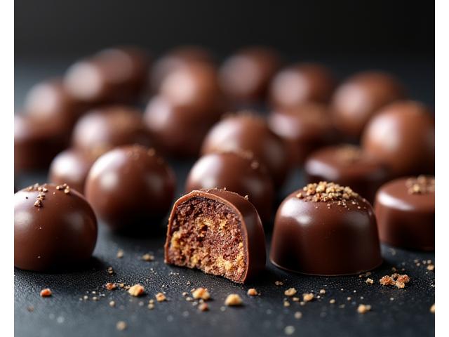 Des chocolats belges artisanaux fraîchement confectionnés.