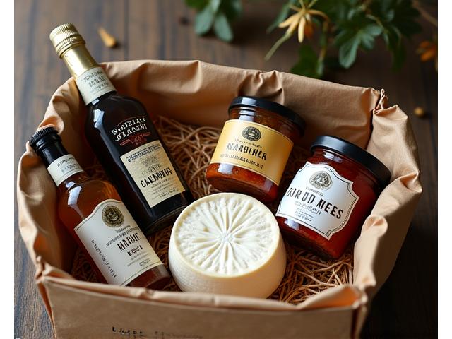 Contenu de la box Saveurs d'Automne de Normandie: cidre, camembert, terrine, confiture