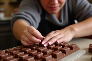 Chocolatier préparant des chocolats de luxe